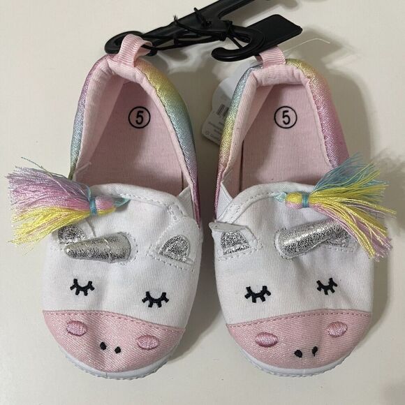 Wonder Nation Unicorn Slip-on Sneakers Rainbow Glitter Toddler Girls Shoes SZ 5 - Picture 2 of 9